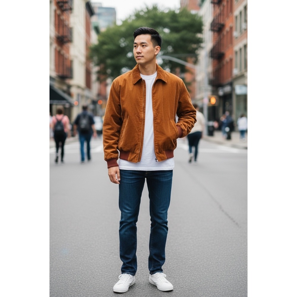 COMINT Bomber Jacket Mens Size M Brown Aviator Flight A-2 Full Zip leather suede